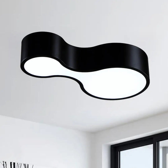 Modern Black/White Curved Flush Led Metal Ceiling Lamp With Frosted Diffuser Black