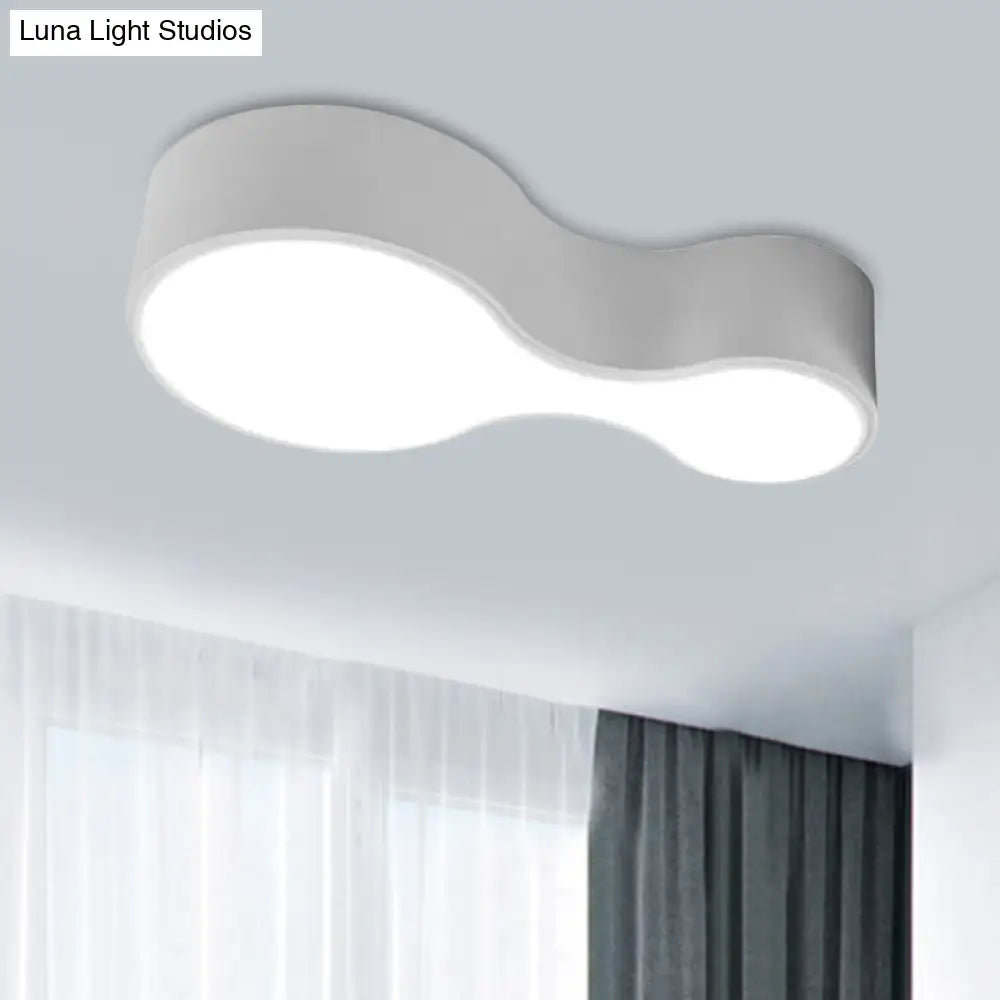 Modern Black/White Curved Flush Led Metal Ceiling Lamp With Frosted Diffuser