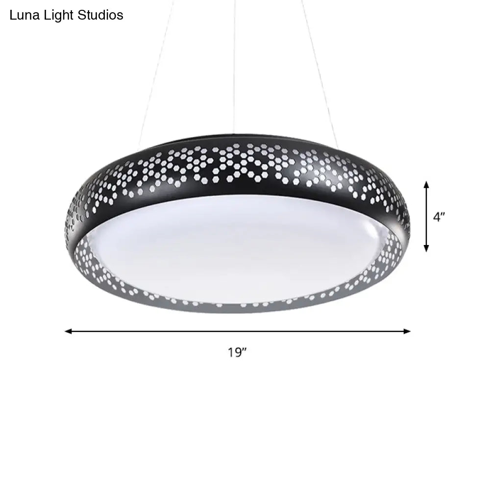 Cursa - Modern Black/White Drum Hanging Pendant Light 1 Head Metal Fixture In Warm/White/Natural