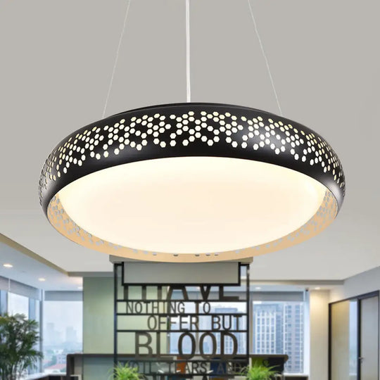 Cursa - Modern Black/White Drum Hanging Pendant Light 1 Head Metal Fixture In Warm/White/Natural