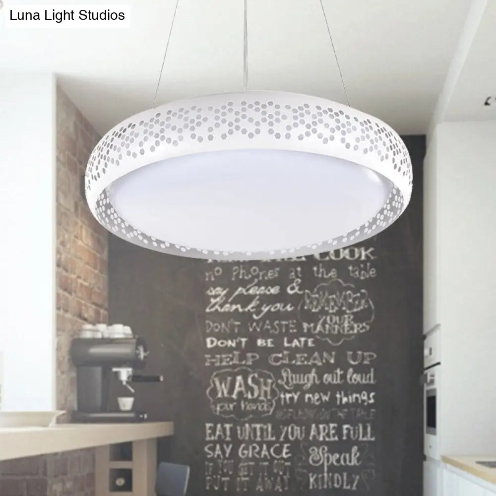 Cursa - Modern Black/White Drum Hanging Pendant Light 1 Head Metal Fixture In Warm/White/Natural