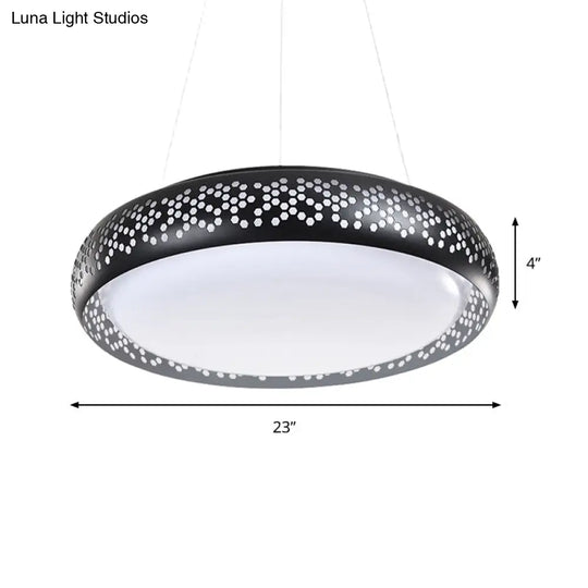 Cursa - Modern Black/White Drum Hanging Pendant Light 1 Head Metal Fixture In Warm/White/Natural