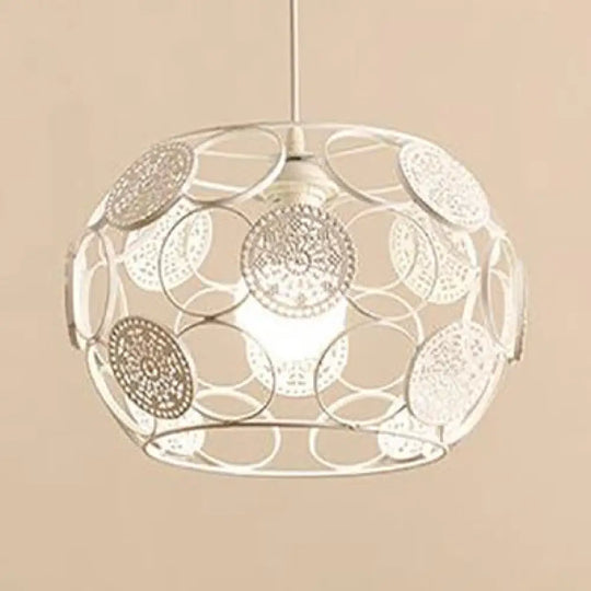 Modern Black/White Drum Pendant Ceiling Lamp - Single Metal Light For Living Room White