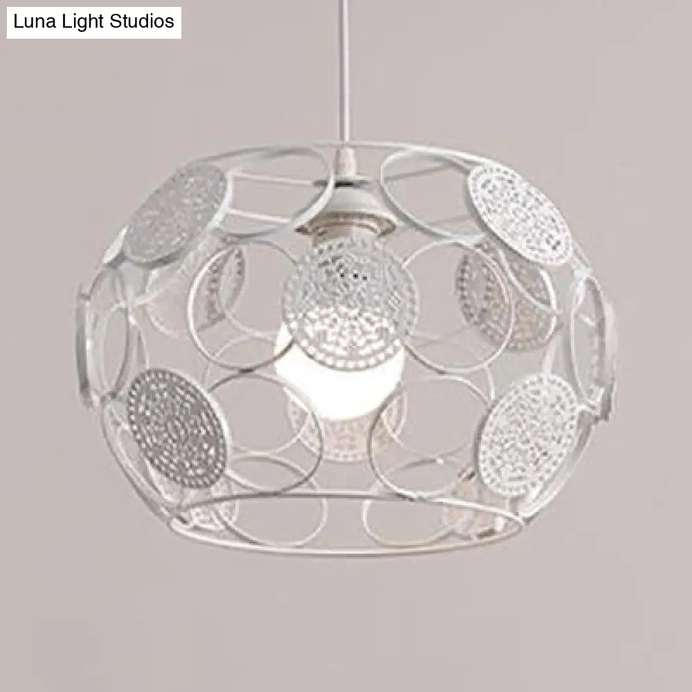 Modern Black/White Drum Pendant Ceiling Lamp - Single Metal Light For Living Room