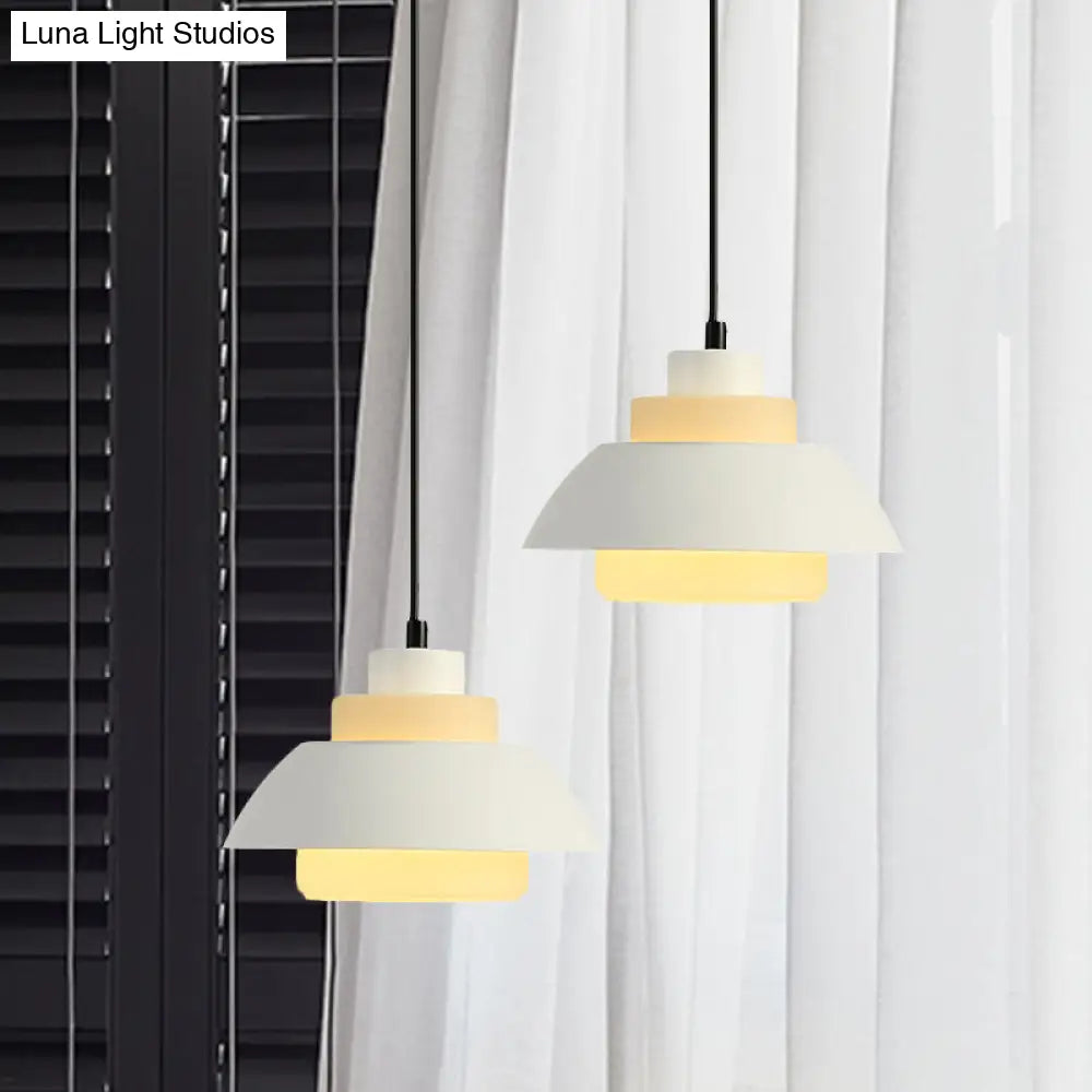 Modern Black/White Flared Shade Pendant Lamp: Macaron Stylish 1 Light Metallic Lighting For Dining