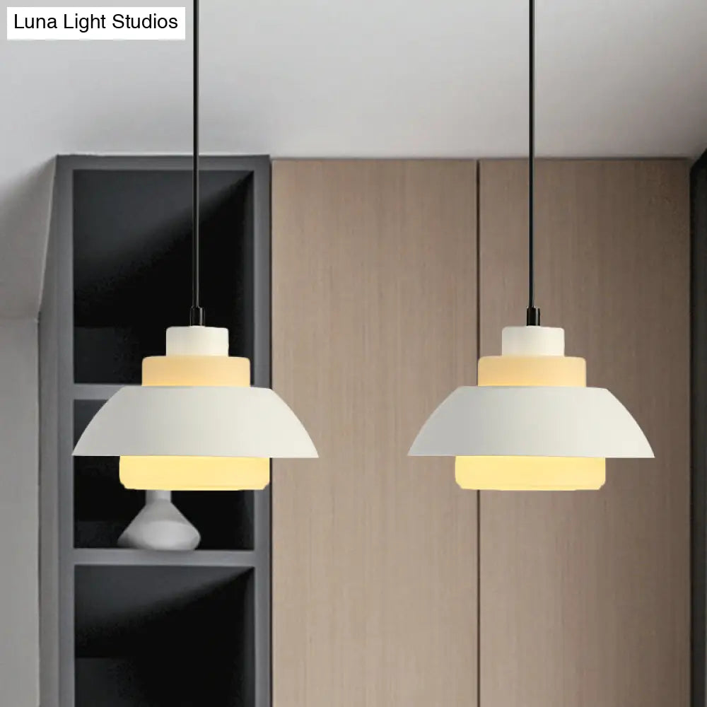 Modern Black/White Flared Shade Pendant Lamp: Macaron Stylish 1 Light Metallic Lighting For Dining