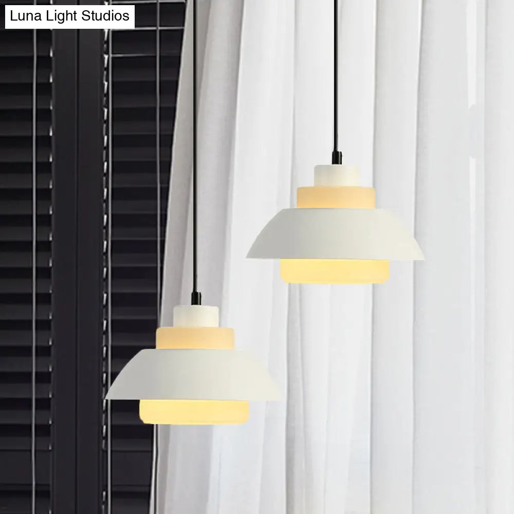 Stylish Black/White Flared Shade Hanging Lamp - Macaron 1 Light Pendant For Dining Room