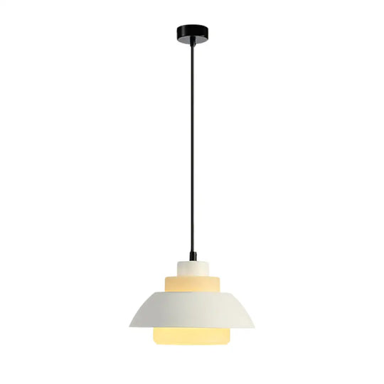 Modern Black/White Flared Shade Pendant Lamp: Macaron Stylish 1 Light Metallic Lighting For Dining