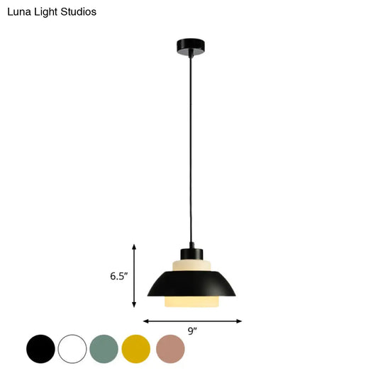 Modern Black/White Flared Shade Pendant Lamp: Macaron Stylish 1 Light Metallic Lighting For Dining