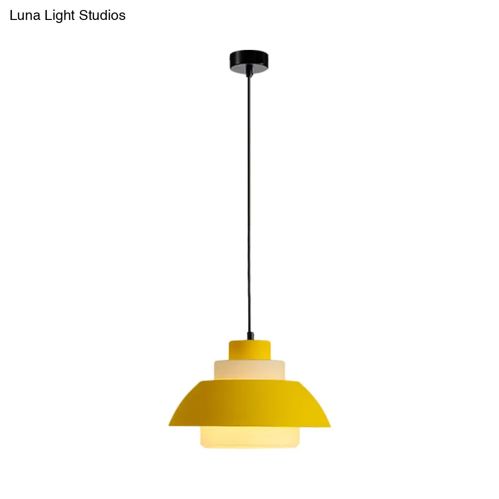 Modern Black/White Flared Shade Pendant Lamp: Macaron Stylish 1 Light Metallic Lighting For Dining