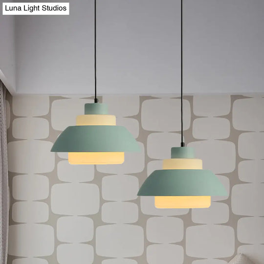 Modern Black/White Flared Shade Pendant Lamp: Macaron Stylish 1 Light Metallic Lighting For Dining