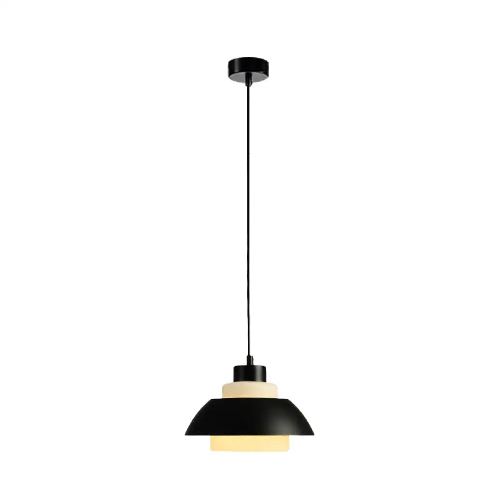 Modern Black/White Flared Shade Pendant Lamp: Macaron Stylish 1 Light Metallic Lighting For Dining