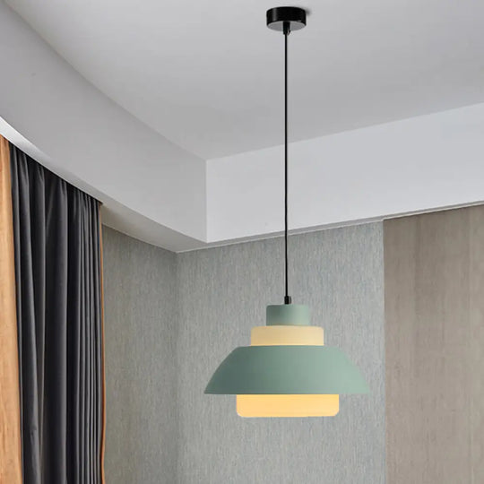 Modern Black/White Flared Shade Pendant Lamp: Macaron Stylish 1 Light Metallic Lighting For Dining