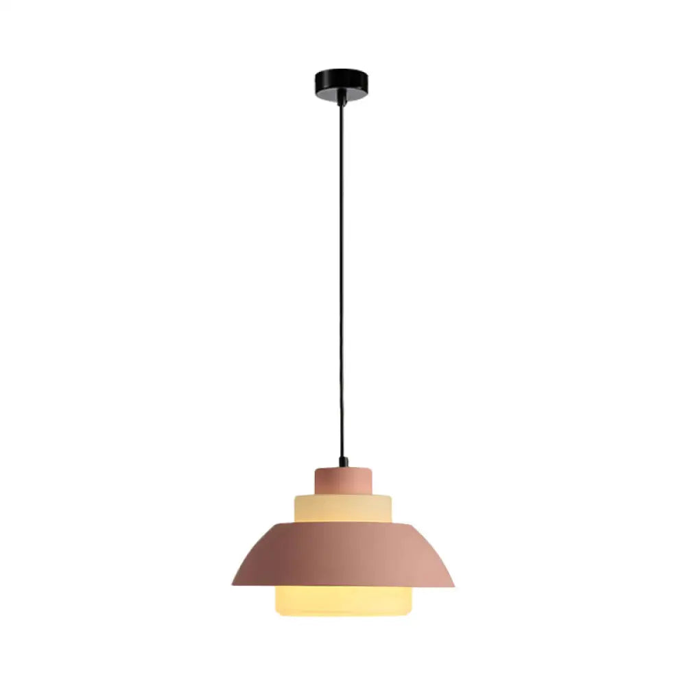 Modern Black/White Flared Shade Pendant Lamp: Macaron Stylish 1 Light Metallic Lighting For Dining