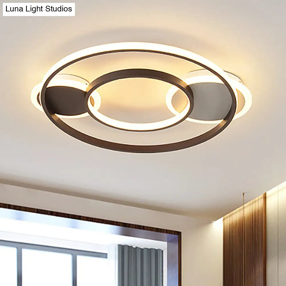 Modern Black & White Flush Mount Led Lamp For Bedroom - White/Warm Light Black-White / Warm