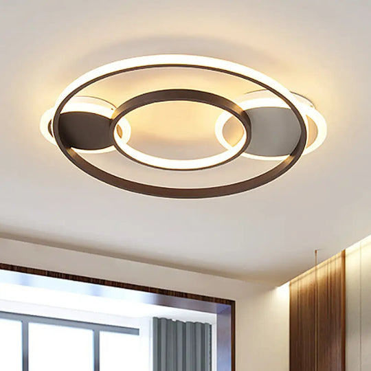 Modern Black & White Flush Mount Led Lamp For Bedroom - White/Warm Light Black - White / Warm