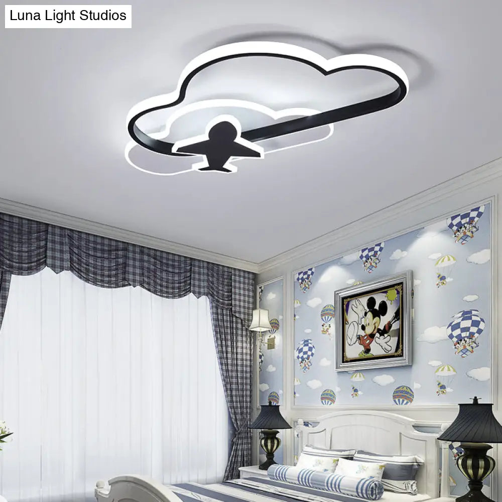 Modern Black-White Geometric Led Flush Ceiling Light For Bedroom