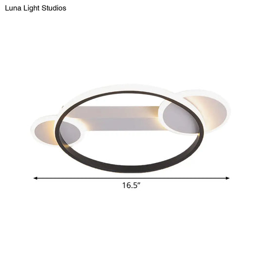 Modern Black-White Hoop Silica Gel Ceiling Light - 16.5’/20.5’ Diameter Led Flush Mount With