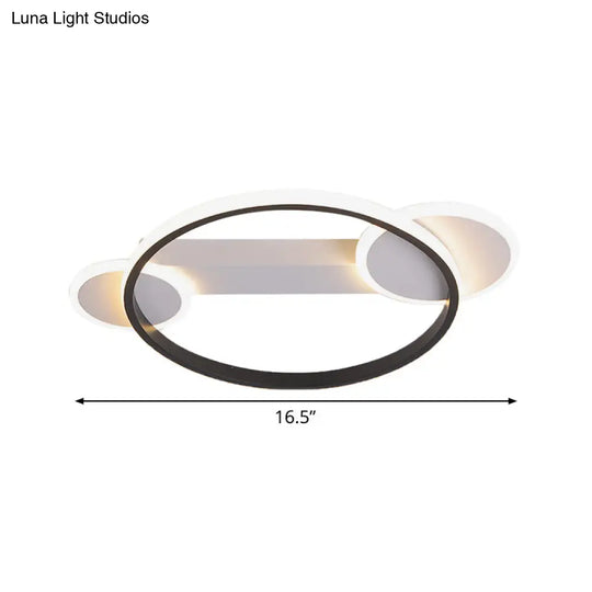 Modern Black-White Hoop Silica Gel Ceiling Light - 16.5/20.5 Diameter Led Flush Mount With