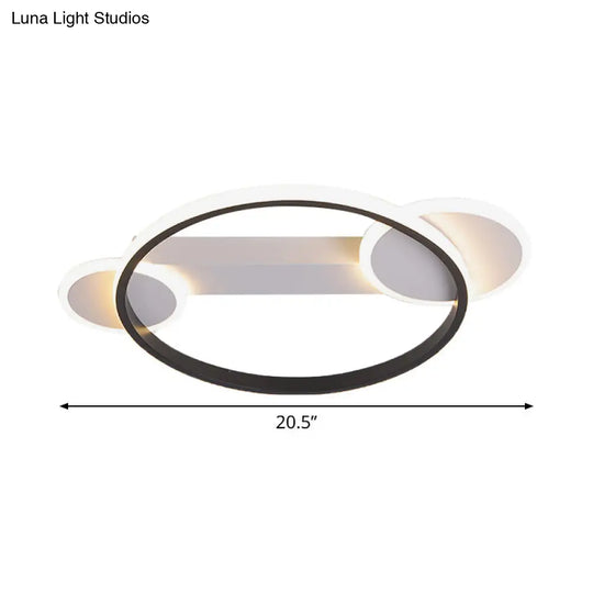 Modern Black-White Hoop Silica Gel Ceiling Light - 16.5’/20.5’ Diameter Led Flush Mount With