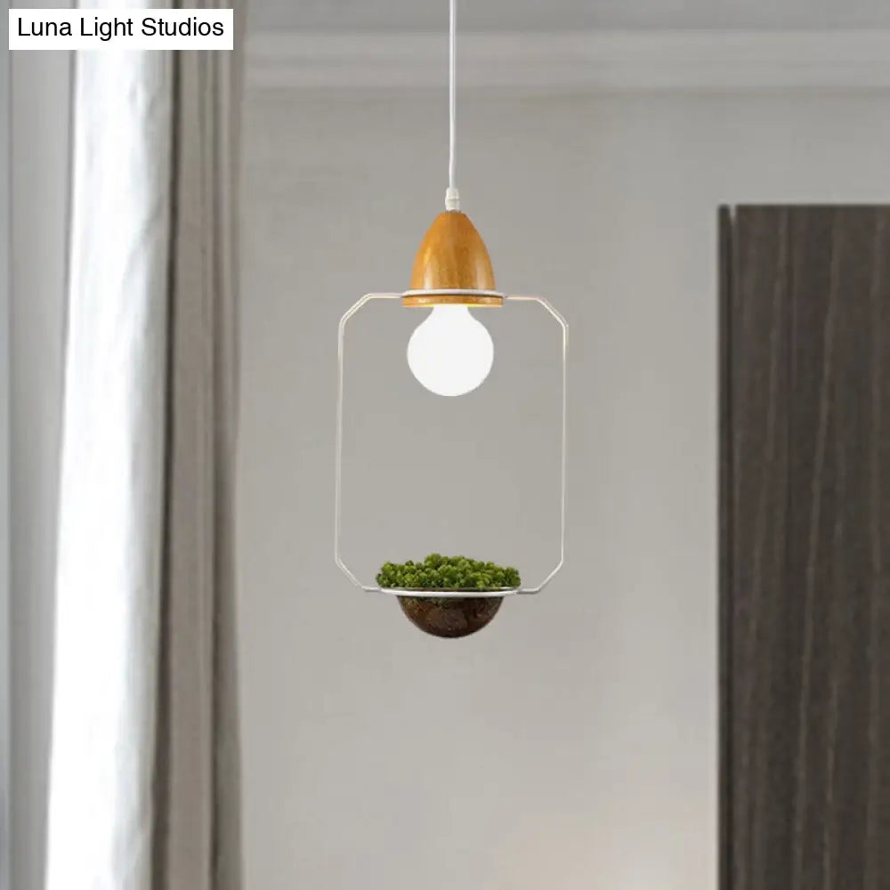 Industrial Metal Led Pendant Ceiling Light For Restaurant - Black/White 1 Bulb Drop Design