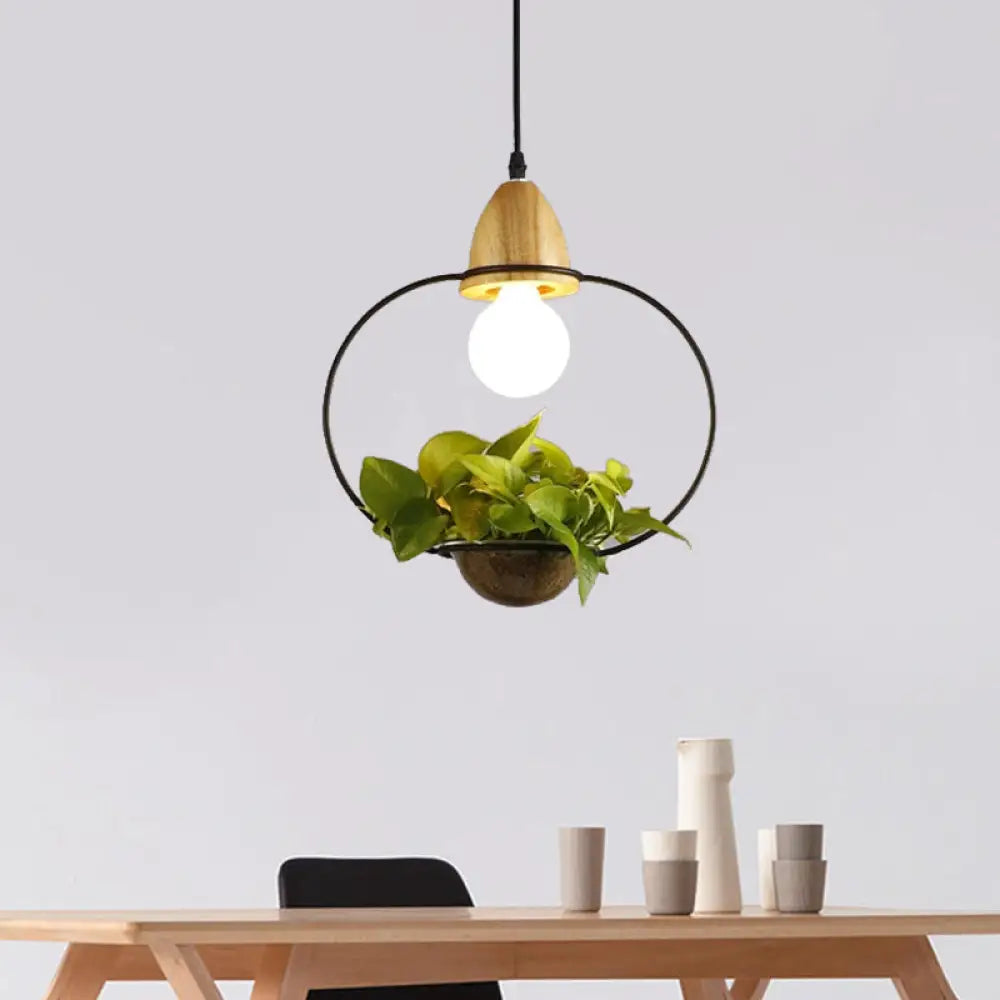 Modern Black/White Industrial Metal Led Pendant Light For Restaurant - Oval/Rectangle/Urn Design