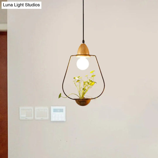 Industrial Metal Led Pendant Ceiling Light For Restaurant - Black/White 1 Bulb Drop Design