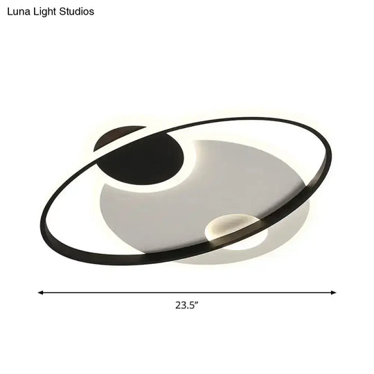 Modern Black & White Led Flushmount Ceiling Light In Warm/White - 19’/23.5’ Wide