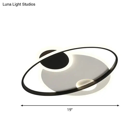 Modern Black & White Led Flushmount Ceiling Light In Warm/White - 19’/23.5’ Wide