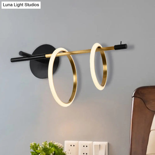 Modern Black/White Led Wall Light Fixture With Straight Arm - Metal Mount Lighting For Living Room