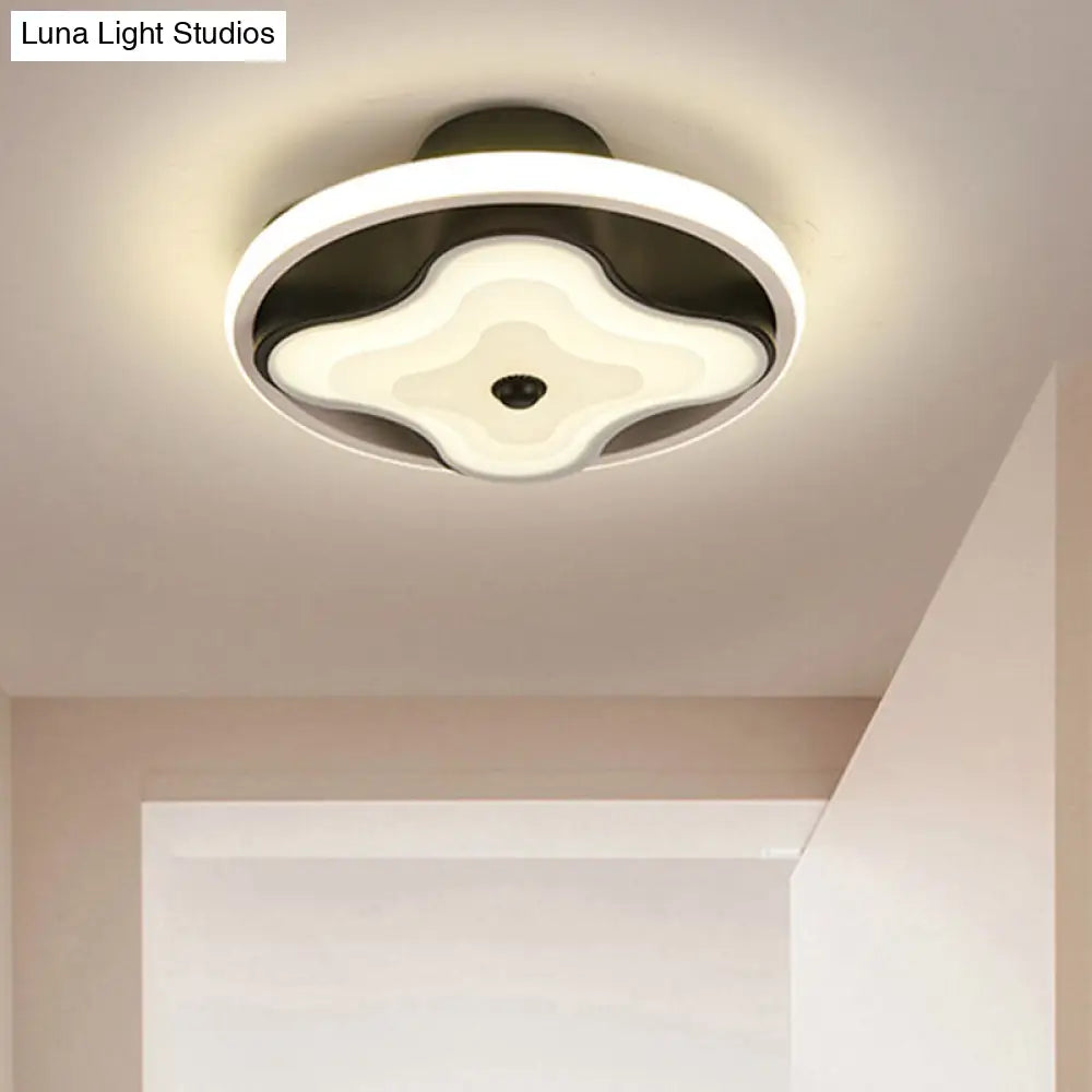 Modern Black & White Metal Flush Ceiling Light Led Mount For Lobby Warm/White