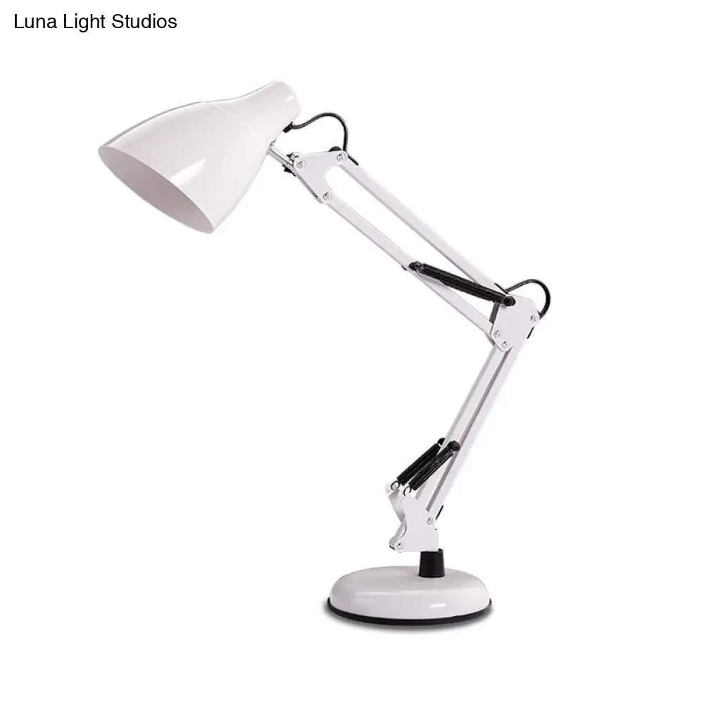 Modern Black/White Multi-Joint Task Desk Lamp - Cone Shade 1-Light Metallic Lighting For Study Room