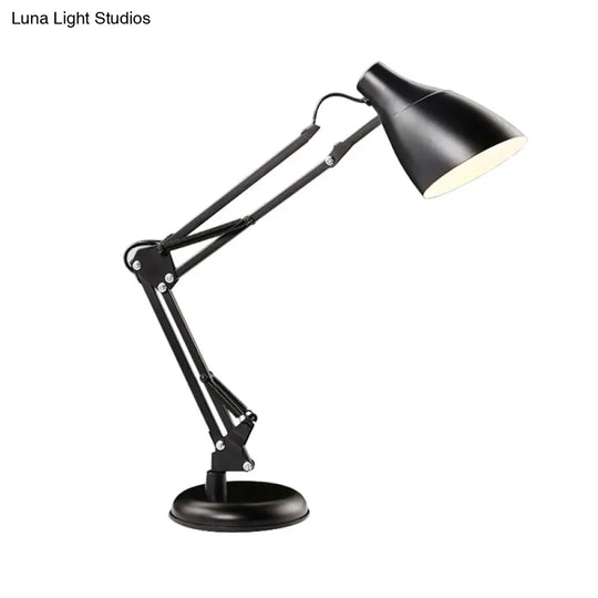 Modern Black/White Multi-Joint Task Desk Lamp - Cone Shade 1-Light Metallic Lighting For Study Room