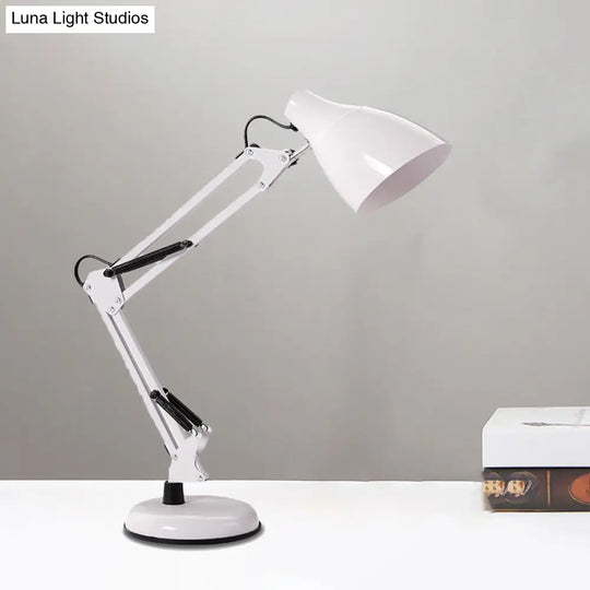 Modern Black/White Multi-Joint Task Desk Lamp - Cone Shade 1-Light Metallic Lighting For Study Room