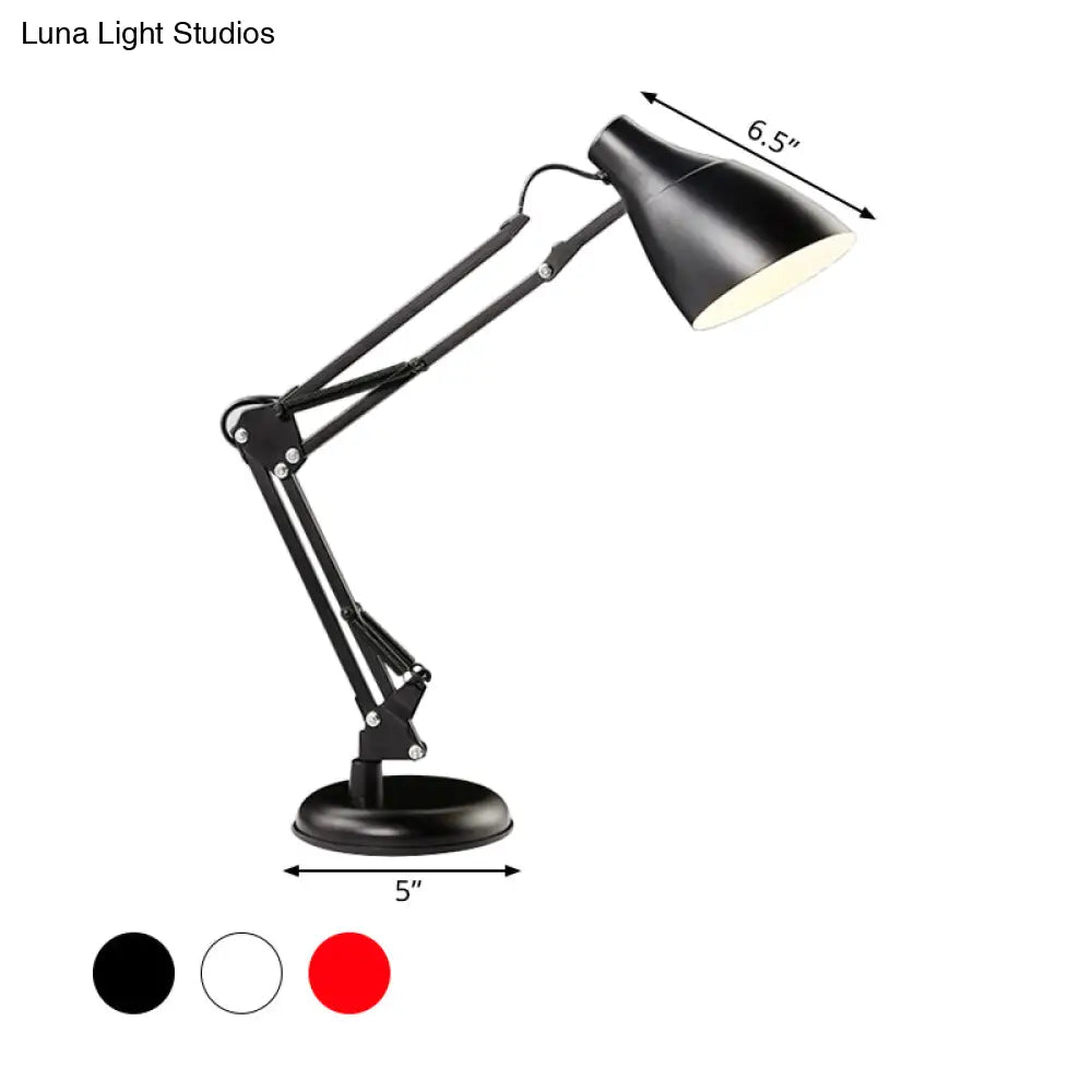 Modern Black/White Multi-Joint Task Desk Lamp - Cone Shade 1-Light Metallic Lighting For Study Room