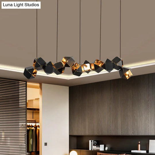 Modern Black/White Multifaceted Metal Chandelier Light - 8/12 Heads Perfect For Dining Rooms And