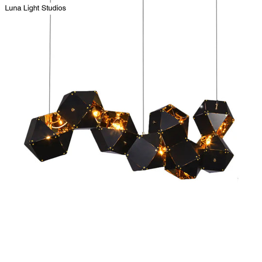 Modern Black/White Multifaceted Metal Chandelier Light - 8/12 Heads Perfect For Dining Rooms And