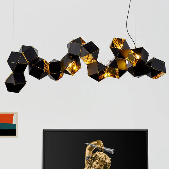 Modern Black/White Multifaceted Metal Chandelier Light - 8/12 Heads Perfect For Dining Rooms And