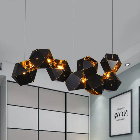 Modern Black/White Multifaceted Metal Chandelier Light - 8/12 Heads Perfect For Dining Rooms And