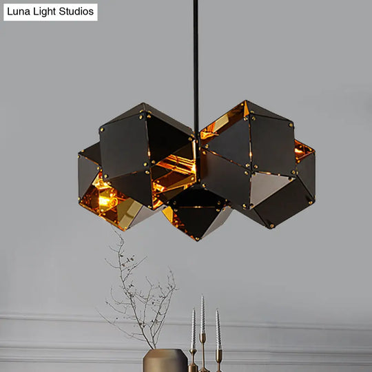 Modern Black/White Multifaceted Metal Chandelier Light - 8/12 Heads Perfect For Dining Rooms And