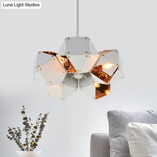 Modern Black/White Multifaceted Metal Chandelier Light - 8/12 Heads Perfect For Dining Rooms And