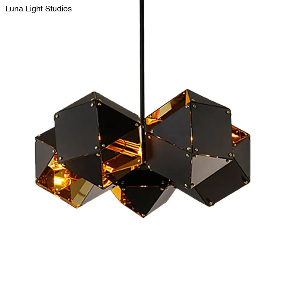 Modern Black/White Multifaceted Metal Chandelier Light - 8/12 Heads Perfect For Dining Rooms And