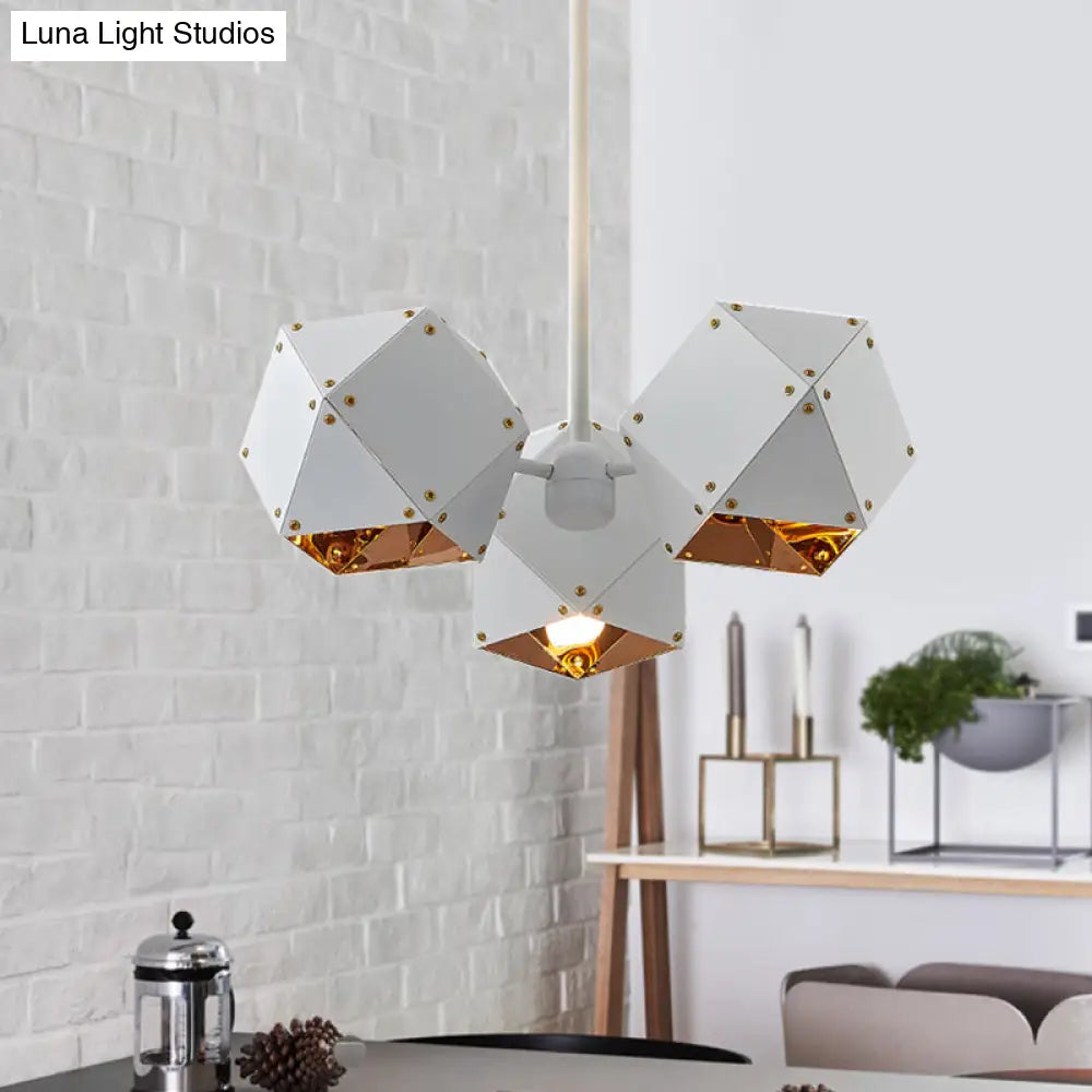 Modern Black/White Multifaceted Metal Chandelier Light - 8/12 Heads Perfect For Dining Rooms And