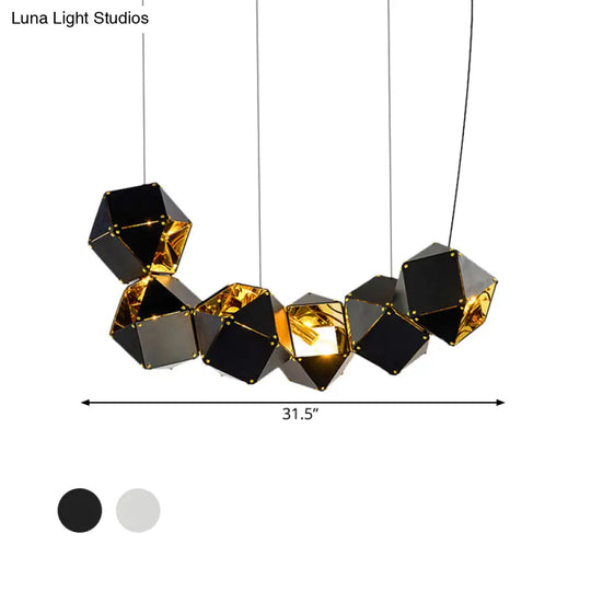 Modern Black/White Multifaceted Metal Chandelier Light - 8/12 Heads Perfect For Dining Rooms And