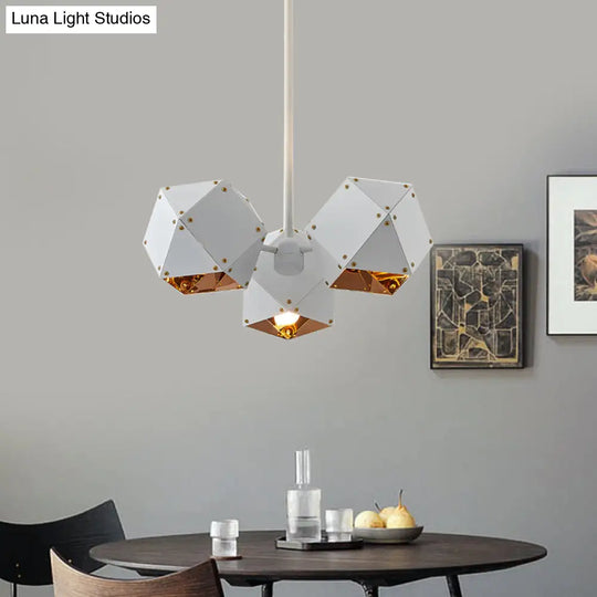 Modern Black/White Multifaceted Metal Chandelier Light - 8/12 Heads Perfect For Dining Rooms And