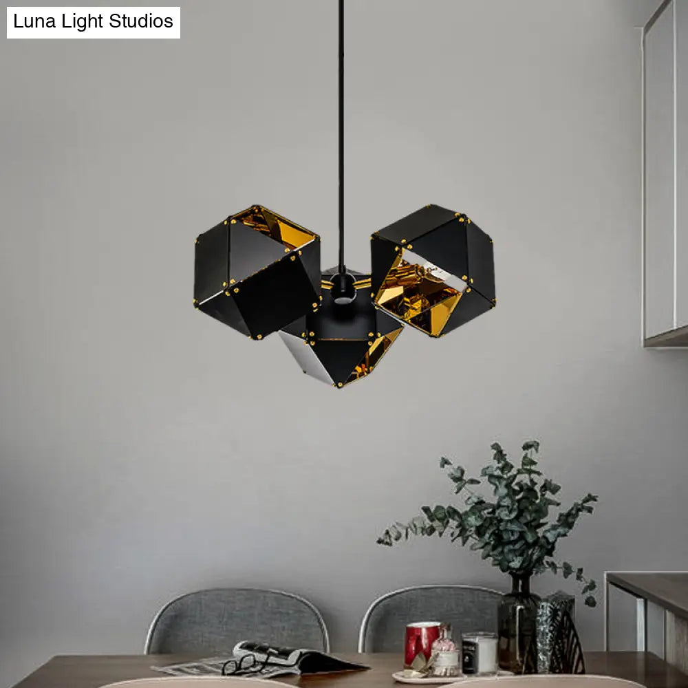 Modern Black/White Multifaceted Metal Chandelier Light - 8/12 Heads Perfect For Dining Rooms And