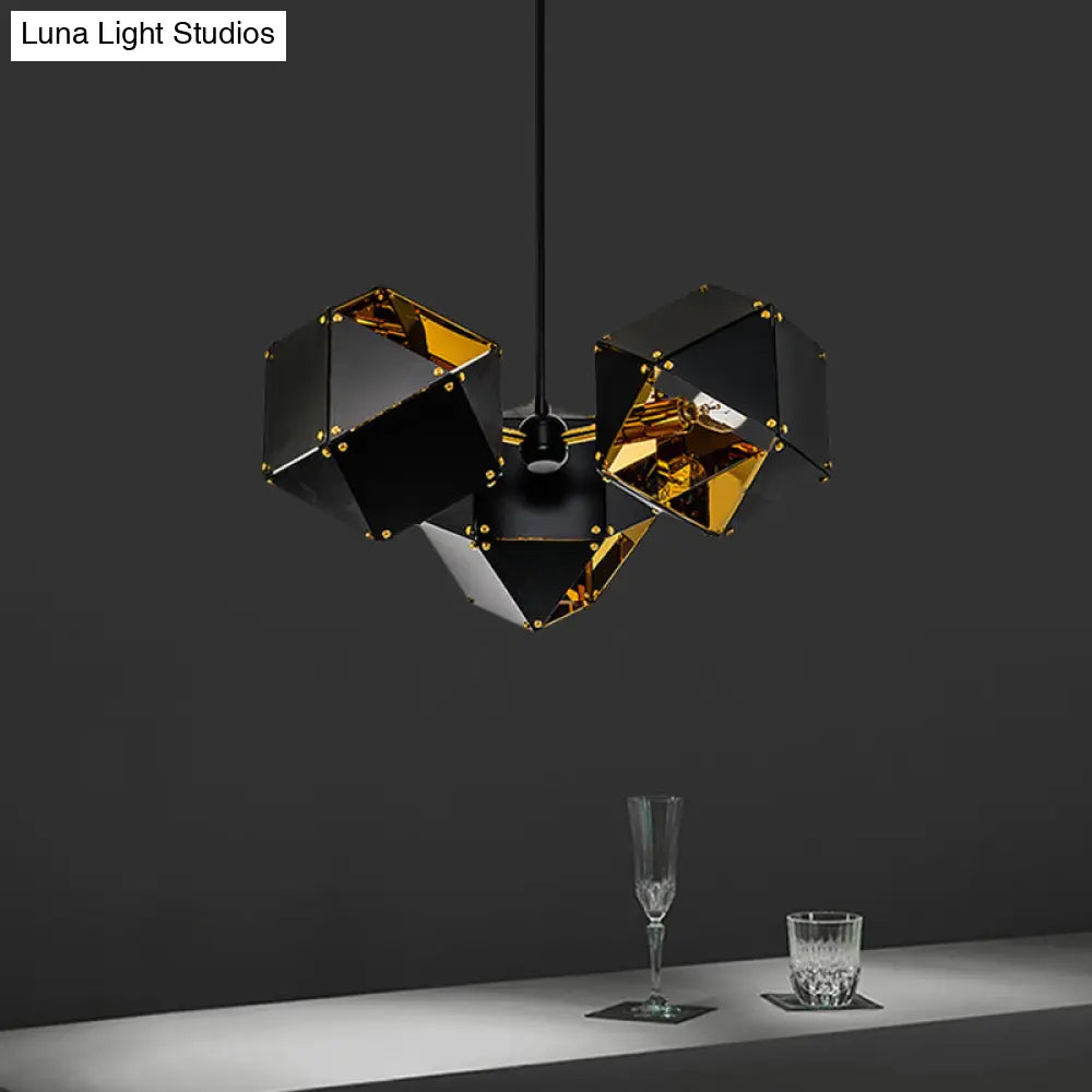 Modern Black/White Multifaceted Metal Chandelier Light - 8/12 Heads Perfect For Dining Rooms And