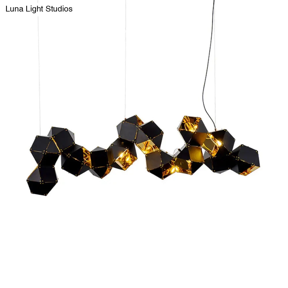 Modern Black/White Multifaceted Metal Chandelier Light - 8/12 Heads Perfect For Dining Rooms And