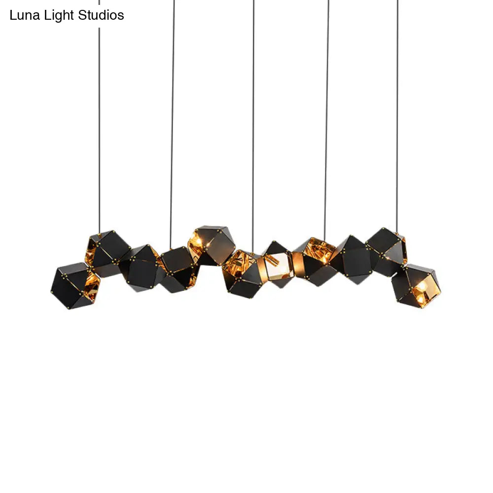 Modern Black/White Multifaceted Metal Chandelier Light - 8/12 Heads Perfect For Dining Rooms And