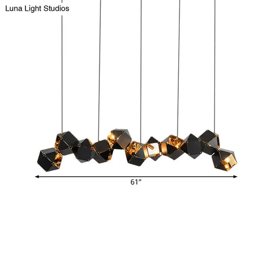 Modern Black/White Multifaceted Metal Chandelier Light - 8/12 Heads Perfect For Dining Rooms And